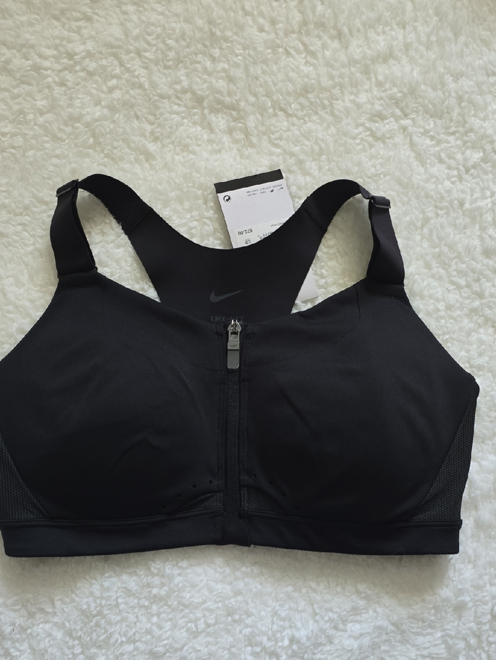 Nike Black Front-Zip Adjustable-Strap Sports Bra